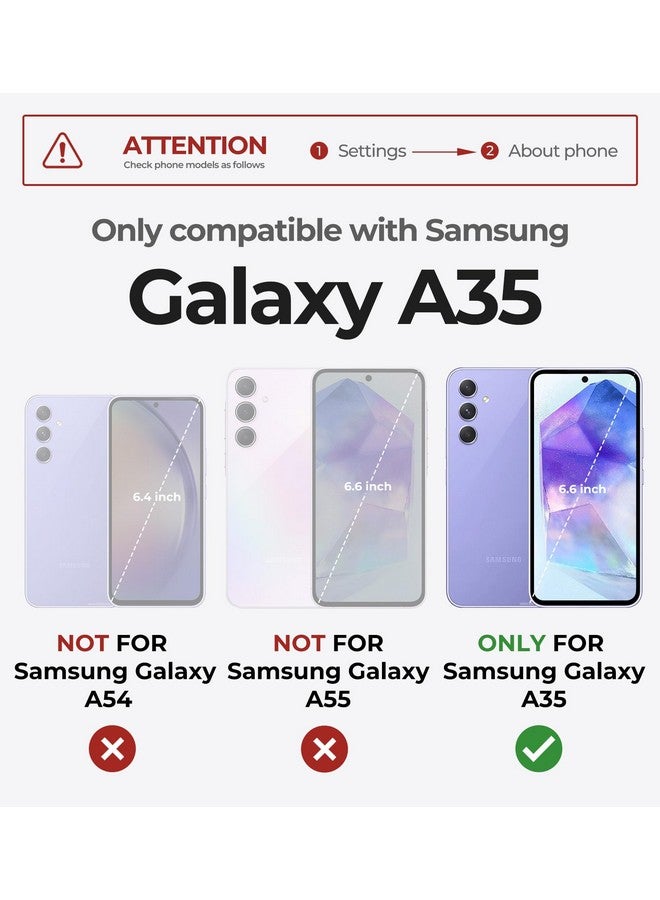 Dexnor Dexnor for Samsung Galaxy A35-5G Case, [2 Front Frame] [Built-in Slide Camera Cover & Kickstand] Heavy Duty Military Grade Protection Shockproof Phone Case with Screen Protector, 6.6 inch Black - Image 1