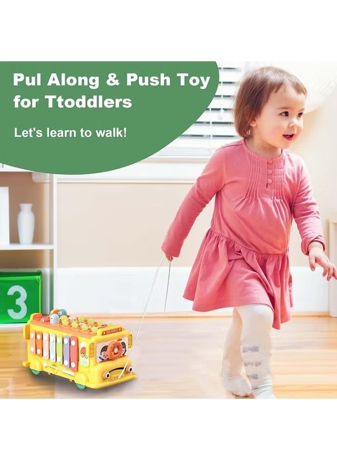 Montessori Toys for 1 2 3 Year Old, Wooden Activity Bus with Xylophone & Fishing Game, Educational Motor Skill Toys for Toddlers, Ideal Gift for Babies - Image 5