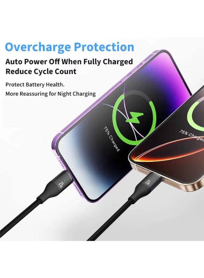 USB-C to Lightning Charging Cable (1M), supports fast charging and data transfer, compatible with multiple smartphone models including 14, 13, 12, 11, X, and 8/7/6/5 series – Black. - Image 3