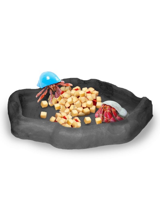 SunGrow - SunGrow Hermit Crab Water Bowl and Bathing Pool, 5 x 5.5 Inches, Reptile Food Bowl and Hermit Crab Supplies, Water Dish and Climber, Charcoal Color, 1 Pc/Pack - Image 1