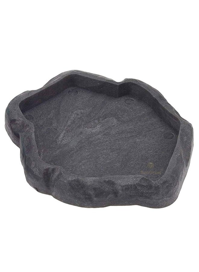 SunGrow - SunGrow Hermit Crab Water Bowl and Bathing Pool, 5 x 5.5 Inches, Reptile Food Bowl and Hermit Crab Supplies, Water Dish and Climber, Charcoal Color, 1 Pc/Pack - Image 1