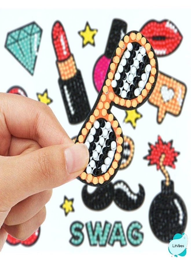 LitVibes DIY Diamond Painting 5D Stickers,Mosaic Diamond Stickers Art and Craft kit for Kids & Children - (Swag Designs) - Image 3