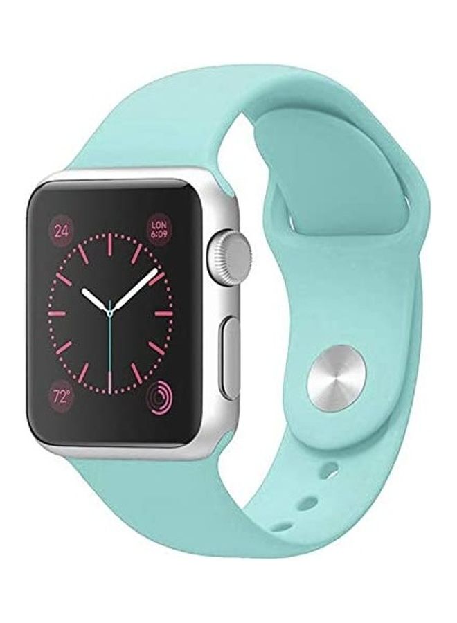 NIBEMINENT Replacement Silicone Strap For Apple Smartwatch 42-44mm Light Green - Image 1