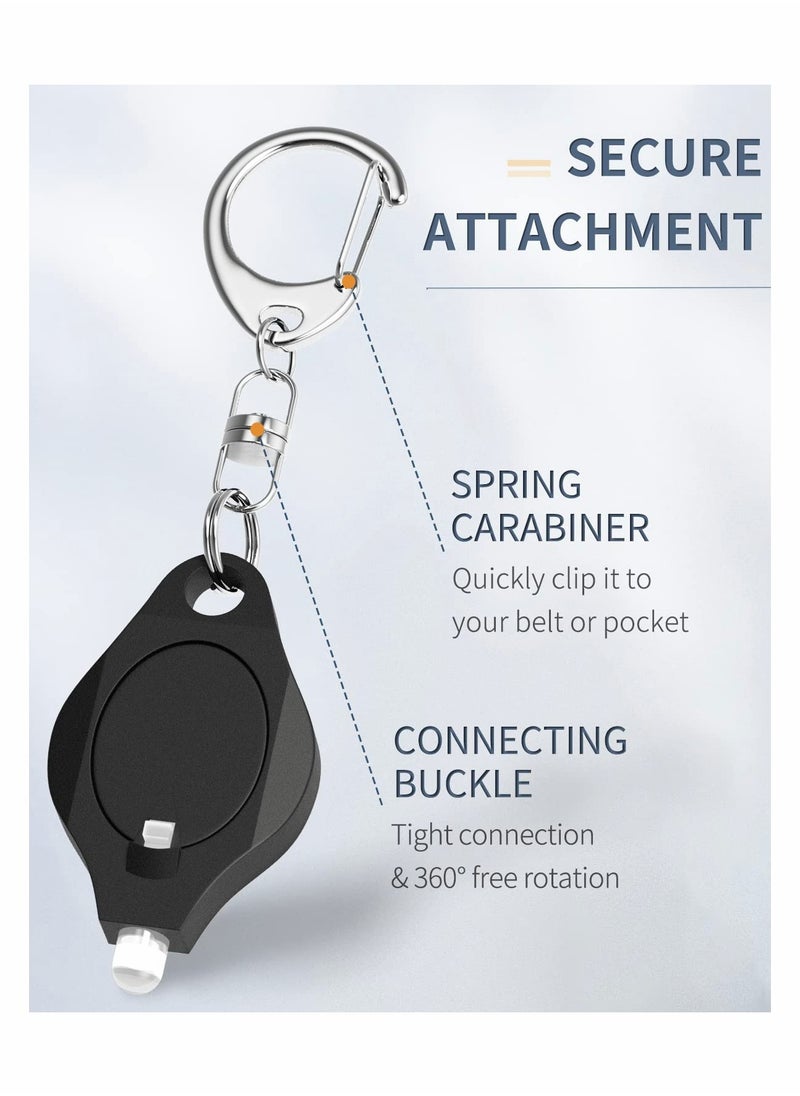 Excefore Mini LED Keychain Flashlight 12 Lumen Portable Ultra Bright Battery Powered Black Torch with Spring Carabiner for Outdoor Camping Hiking and Emergency Lighting, 5 Pack  - Image 5