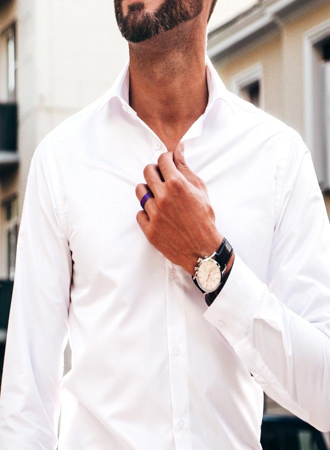 King Will 316L Stainless Steel Spinner Weding Ring for Men Women-8mm Black Stress Relief Fidget Ring with Purple Plated Matte Brushed Surface Spinner Wedding Band Comfort Fit Size 12 - Image 4