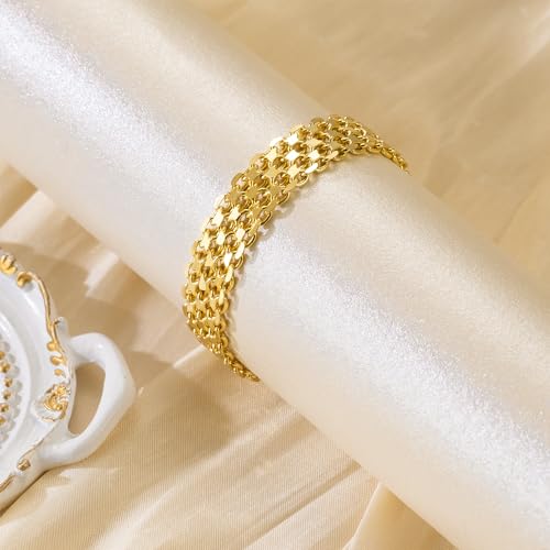CISSIEPERAL Bracelet 14K Gold Bracelets for Women Gold Bracelets for Women's Widen Chain Bracelet Jewelry Gift for Women 6.5/7/7.5/8/8.5in - Image 5