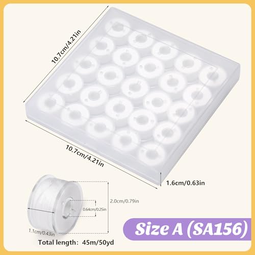 UzecPk 25pcs Thread for Sewing, Embroidery Bobbins, White Prewound Bobbins Size A SA156 Thread Sewing Machine Threads Kit for Embroidery and Sewing Machines DIY 50yds/Spool - Image 2