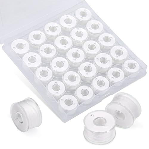 UzecPk 25pcs Thread for Sewing, Embroidery Bobbins, White Prewound Bobbins Size A SA156 Thread Sewing Machine Threads Kit for Embroidery and Sewing Machines DIY 50yds/Spool - Image 1
