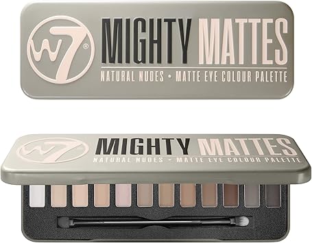 W7 Mighty Mattes Eyeshadow Palette 12 Natural Nude Colours Flawless LongLasting Makeup - Image 1