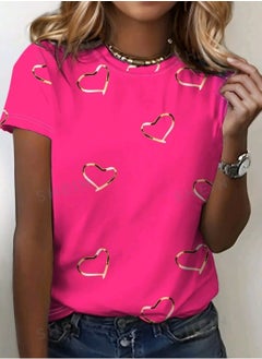 Generic INAWLY Summer Love-Shape Full-Body Print Casual Women's T-Shirt Graphic Tees Women Tops  - Image 1