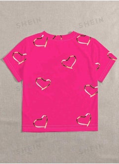 Generic INAWLY Summer Love-Shape Full-Body Print Casual Women's T-Shirt Graphic Tees Women Tops  - Image 2