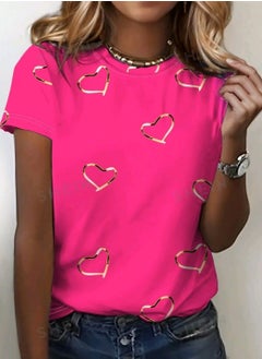 Generic INAWLY Summer Love-Shape Full-Body Print Casual Women's T-Shirt Graphic Tees Women Tops  - Image 3
