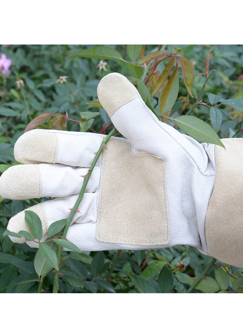KASTWAVE Heavy Duty Gardening Gloves, Rose Pruning Gloves for Men & Women, Long Thorn Proof Gardening Gloves, Breathable Leather Gauntlet , Best Garden Gifts & Tools for Gardener (Large, Beige) - Image 2