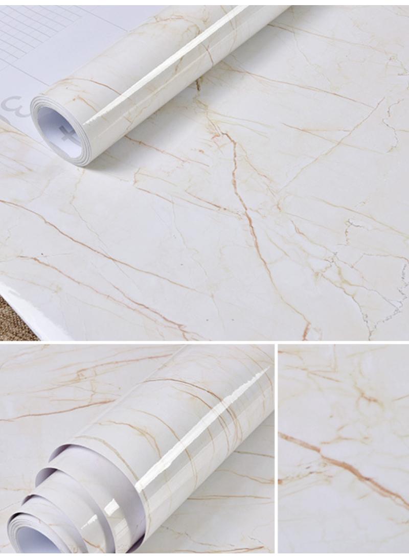 Bluejw Marbling Paper 40X500cm Self-Adhesive Wallpaper Waterproof Gloss Pvc Vinyl Oil Proof Granite Paper For Furniture Cover Surface Countertop Kitchen Shelf Liner - Image 2