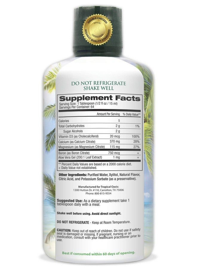 تروبيكال أويسيز سيترات الكالسيوم والمغنيسيوم السائلة الممتازة - تركيبة طبيعية لدعم العظام القوية - مكمل فيتامين سائل يحتوي على الكالسيوم والمغنيسيوم والبورون وفيتامين د3 - معدل امتصاص يصل إلى 98% - 32 أونصة، 64 جرعة - Image 2