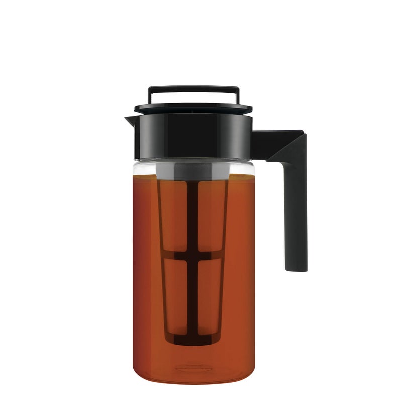 Takeya Takeya Flash Chill Iced Tea Maker  Airtight  Durable Iced Tea Maker Jug with Silicone Carry Handle  LeakProof  Lightweight Tea Infuser with Patented Flash Chill Technology  1 Quart Black 