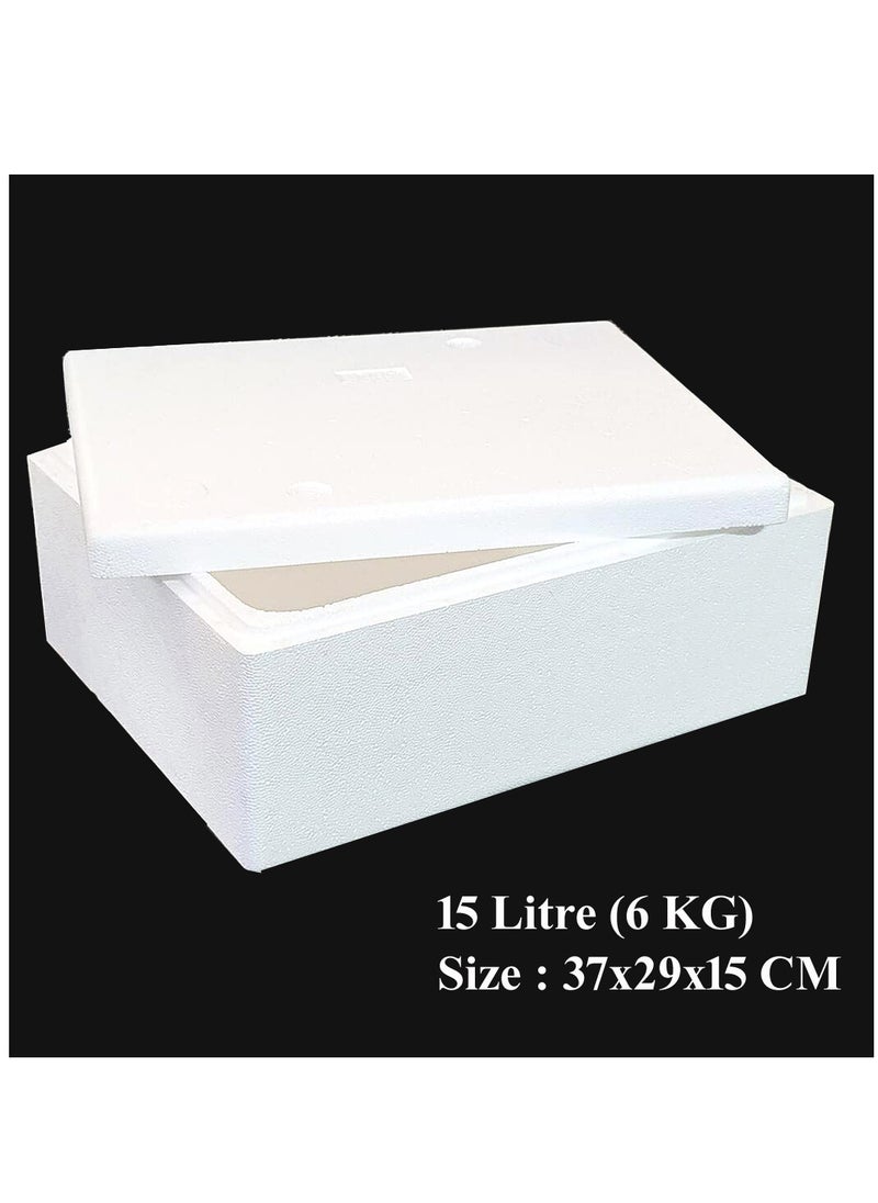 GO2CAMPS Ice Box Thermocol-15 Litre (6KG) Thermocol Cool Box-Thermo Keeper Container, Expanded Polystyrene Cooler, Fishing Ice Box  - Image 1