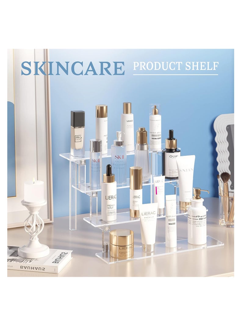 راكسوم حامل عرض من الأكريليك، 4 طبقات، رف عرض شفاف للمقتنيات الصغيرة، حامل منظم للعطور، حاملات حلوى الكب كيك، رف منظم لطلاء الأظافر، رفوف تخزين من الأكريليك لشخصيات البوب - Image 4