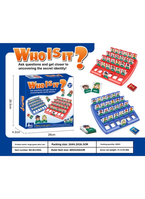 Children's Desktop Gaming Guess Who Am I Logic Reasoning Educational Parent-Child Interactive Toy Paper Card Game-Color:Big Guess Who I Am  A 90