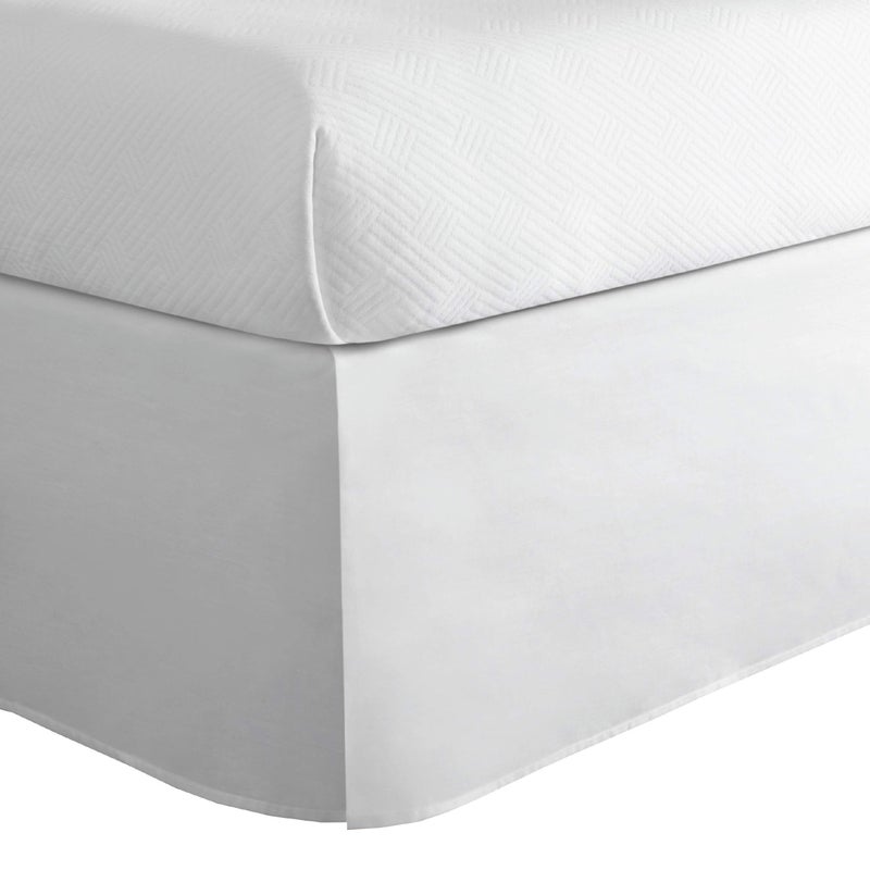 TodaysHome Todayâ€™s Home Classic Tailored Bed Skirt Dust Ruffle, Cotton Blend Design, 14" Drop Length, King, White - Image 1