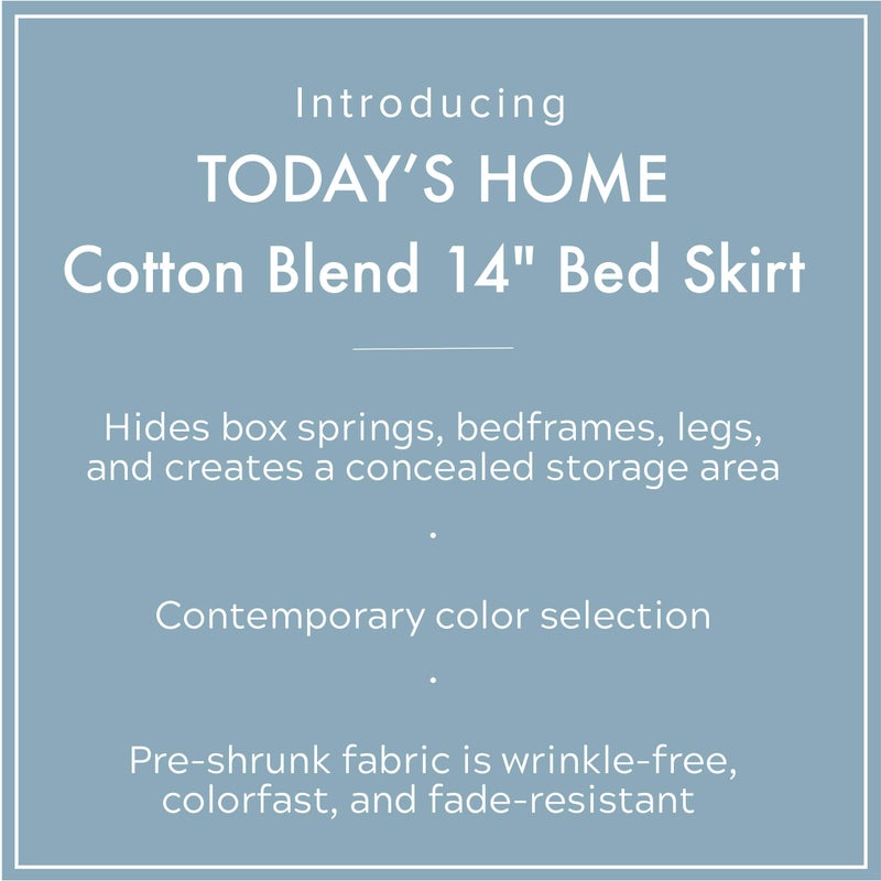 TodaysHome Todayâ€™s Home Classic Tailored Bed Skirt Dust Ruffle, Cotton Blend Design, 14" Drop Length, King, White - Image 3