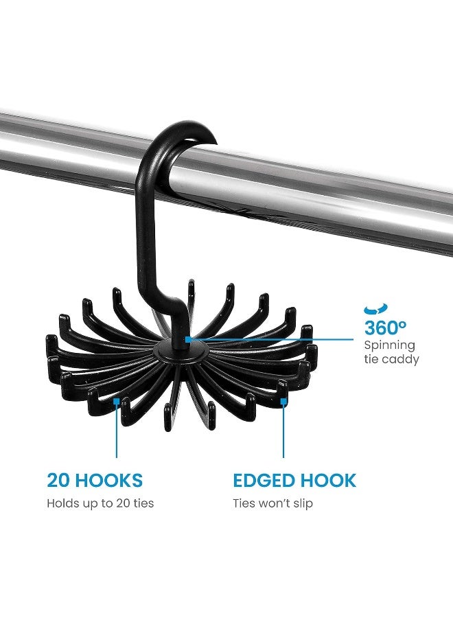 ZOBER Space Saving Tie Rack Hangers - (4 Pack) Convenient Hanging Organizer with 20 Hooks for Neckties, Bow Ties, Belts, Bra, Scarves & More - Image 4