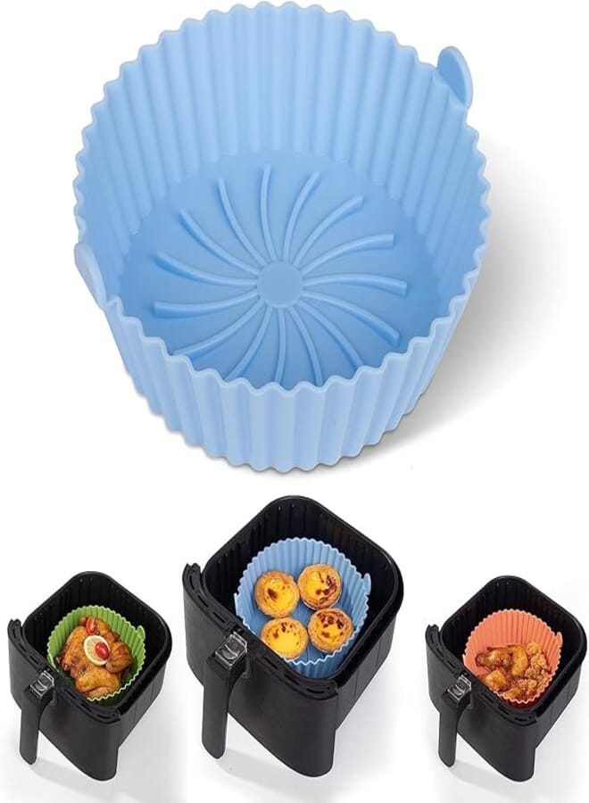 EASTHILL Air Fryer Silicone Liners - Reusable Non-Stick Air Fryer Silicone Pot Liner (Silicone-Blue)