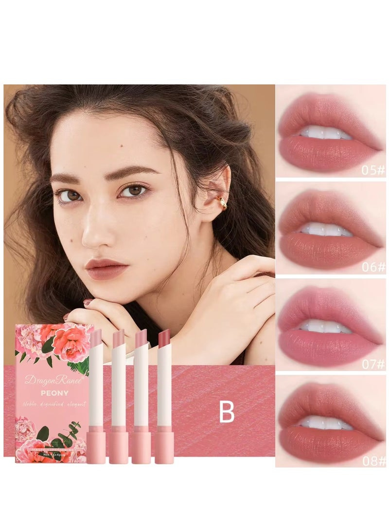 4Pcs Matte Lipstick Set Moisture Lip Glossy Waterproof Long Lasting Lip liner Set Lipstick for Women Makeup