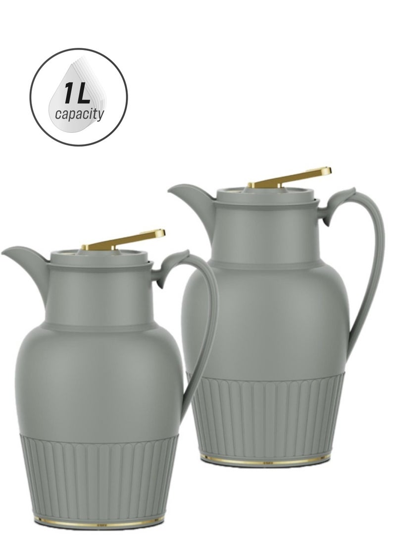 Badraig 2-Piece Coffee And Tea Vacuum Flask Green Grey/Gold 1 Liter  - Image 1