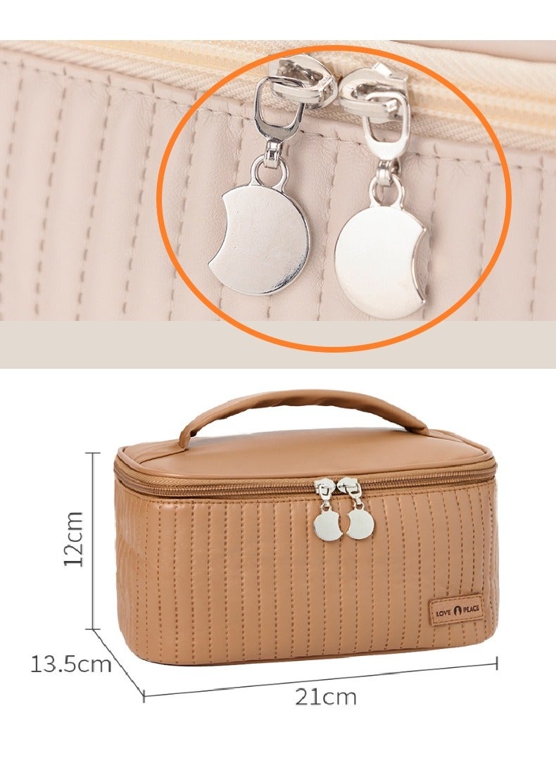 PU Open Lid Cake Shape Make Up Bag Cosmetic Storage Bag Soft Color Portable Makeup Bag - Image 4
