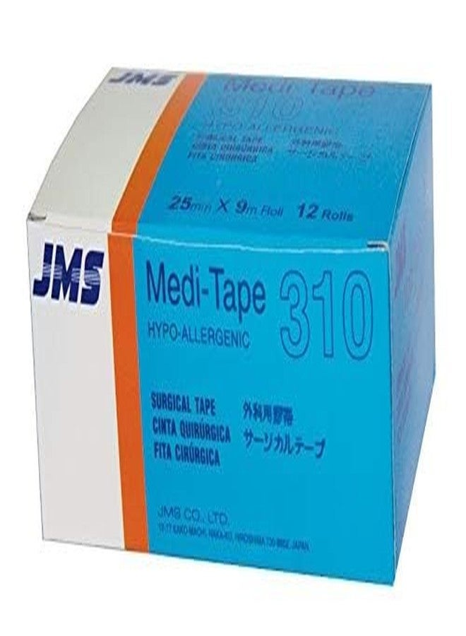 LRK AHCS JMS Medi Tape, Surgical Tape, Adhesive tape for first aid (1 inch, 12 Rolls) - Image 1