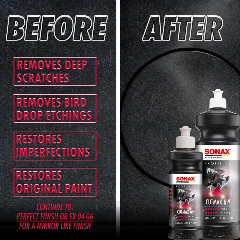 SONAX Profiline CutMax 6/4 – Professional Cutting Compound for Deep Scratch Removal and High-Gloss Finish – 250mL - Image 5
