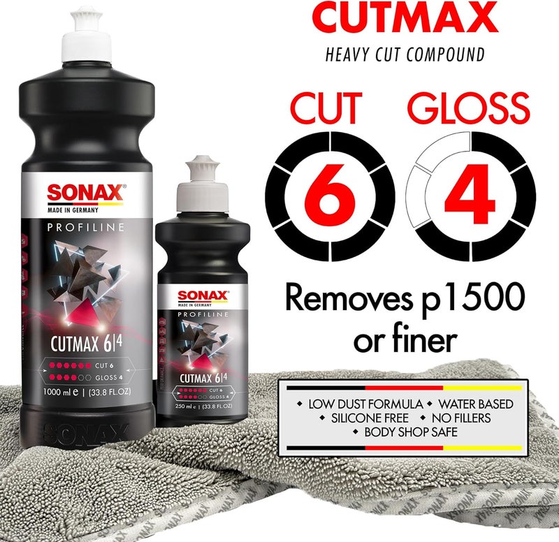 SONAX Profiline CutMax 6/4 – Professional Cutting Compound for Deep Scratch Removal and High-Gloss Finish – 250mL - Image 2