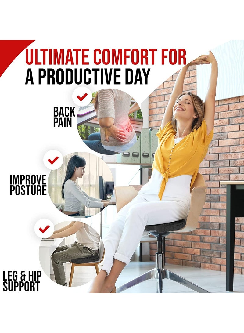 إي وورلد وسادة تقويم العظام المصنوعة من رغوة الذاكرة لتخفيف الضغط على عظمة العصعص ودعم أسفل الظهر، مجموعة مصممة بشكل مريح لتخفيف الألم وتصحيح الوضعية، مزودة بغطاء شبكي قابل للتنفس وأشرطة قابلة للتعديل، مثالية للكراسي المكتبية، السيارات، الكراسي القابلة للإمالة والمزيد، اللون أسود - Image 4