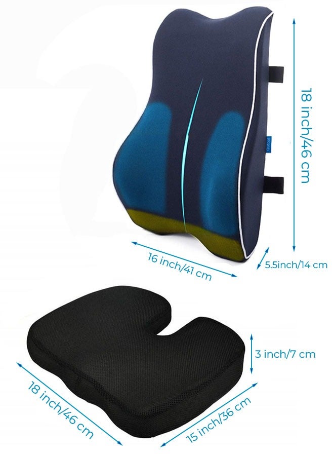 إي وورلد وسادة تقويم العظام المصنوعة من رغوة الذاكرة لتخفيف الضغط على عظمة العصعص ودعم أسفل الظهر، مجموعة مصممة بشكل مريح لتخفيف الألم وتصحيح الوضعية، مزودة بغطاء شبكي قابل للتنفس وأشرطة قابلة للتعديل، مثالية للكراسي المكتبية، السيارات، الكراسي القابلة للإمالة والمزيد، اللون أسود - Image 2