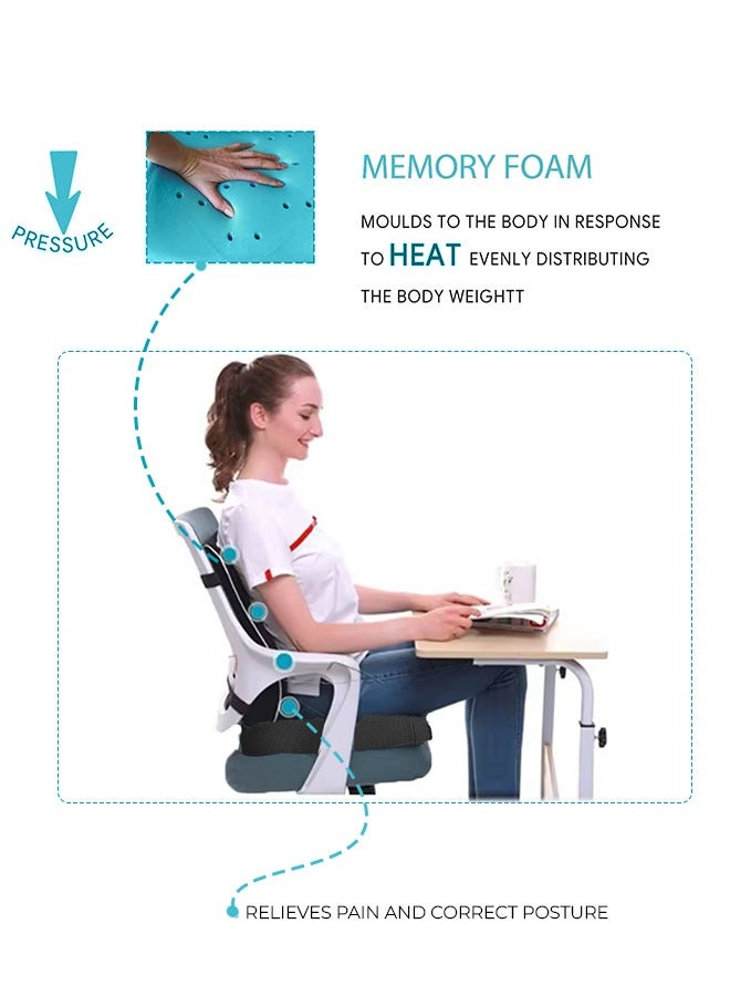 إي وورلد وسادة تقويم العظام المصنوعة من رغوة الذاكرة لتخفيف الضغط على عظمة العصعص ودعم أسفل الظهر، مجموعة مصممة بشكل مريح لتخفيف الألم وتصحيح الوضعية، مزودة بغطاء شبكي قابل للتنفس وأشرطة قابلة للتعديل، مثالية للكراسي المكتبية، السيارات، الكراسي القابلة للإمالة والمزيد، اللون أسود - Image 5
