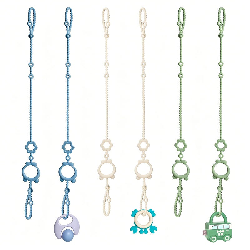 Sopkdey Toy Straps for Baby 6pcs Adjustable Toy Holder for Stroller Accessories Silicone Baby Tether Pacifier Clip No Throw Baby Travel Essential Leash for High Chair Car Seat Baby Toy Clips - Image 3