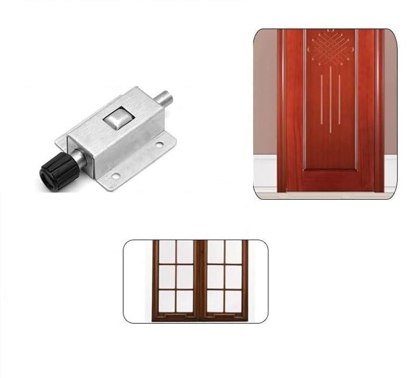 ZUBAT LatchBolt Spring Loaded Security Gate Door Lock Stainless Steel Door Barrel Bolt RingPull Spring Loaded Auto Sliding Latch Sliding Locks with Security Hardware Tool Accessories  - Image 3