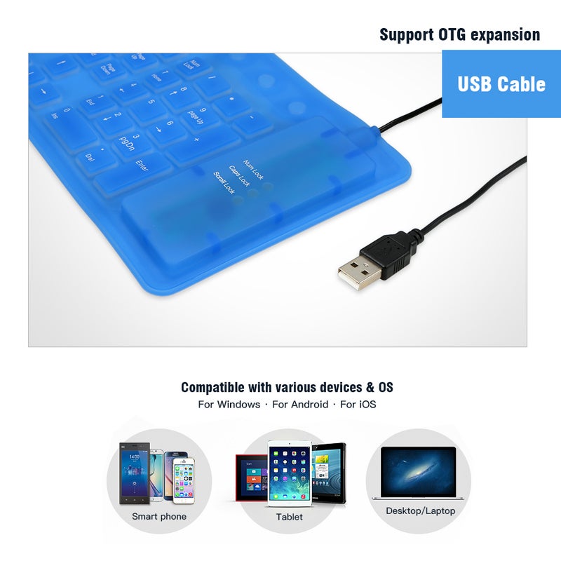 108 Keys USB Silicone Flexible Foldable Keyboard Waterproof USB Silent Keys For Laptop Desktop Keyboard - Image 4