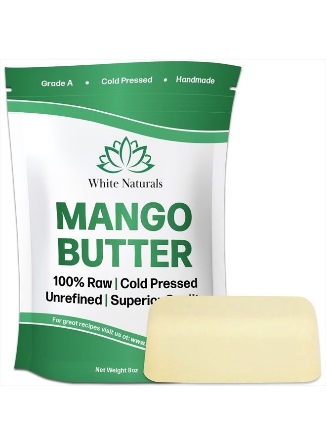 White Naturals Unrefined Mango Butter 1lb Raw, Organic, Natural, Great Moisturizer, Cold Pressed, Can Substitute Shea Butter in DIY Body Butters, Soap Making Base, Lotions, Lip Balm and Hair Growth or Use Alone 16oz  - Image 1