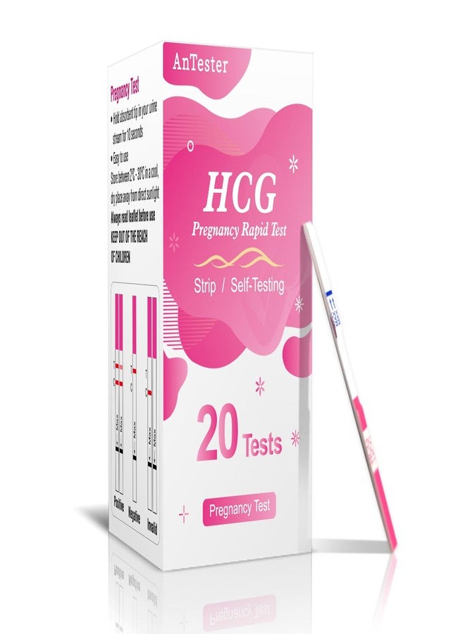 مجموعة شرائط اختبار الحمل AnTester (20 شريطًا) مع أكواب جمع البول، شرائط اختبار hCG - مجموعة اختبارات الحمل المنزلية السريعة للكشف المبكر عن الحمل (10 وحدة دولية/مل) - Image 1