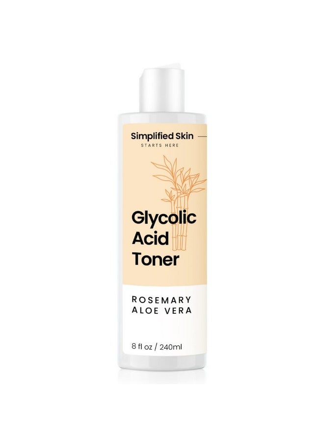 simplified skin - [Glycolic Acid Toner 8% For Face 8 Oz] Exfoliating Facial Peel For Antiaging & Acne Alcoholfree Daily Makeup Removing Toning Solution With Aha & Rosemary Extract By Simplified Skin - Image 1