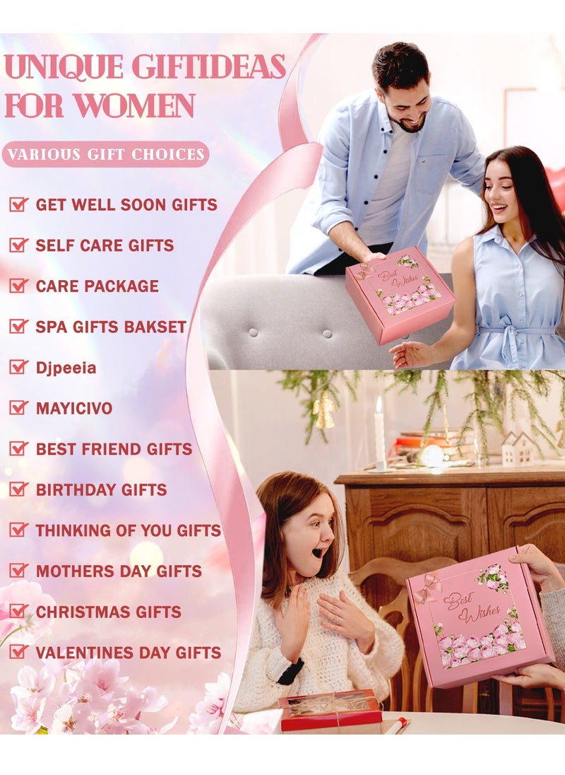 MANETTA Valentine's Day Gifts for Her, Gifts for Women, Self Care Get Well Gift Basket, Rose Spa Gift Baskets for Women, Gift Basket for Sister Girlfriend (Pink)  - Image 2