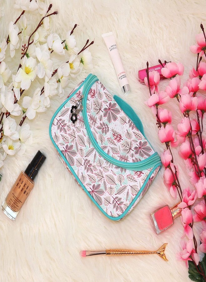 Ayaha Floral Print Cosmetics Pouch Makeup Pouch Vanity Case Jewellery Pouch Stationery Pencil Case Travel Organiser Travel Pouch Bridal Gift (Green) - Image 5
