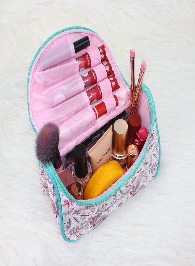 Ayaha Floral Print Cosmetics Pouch Makeup Pouch Vanity Case Jewellery Pouch Stationery Pencil Case Travel Organiser Travel Pouch Bridal Gift (Green) - Image 2