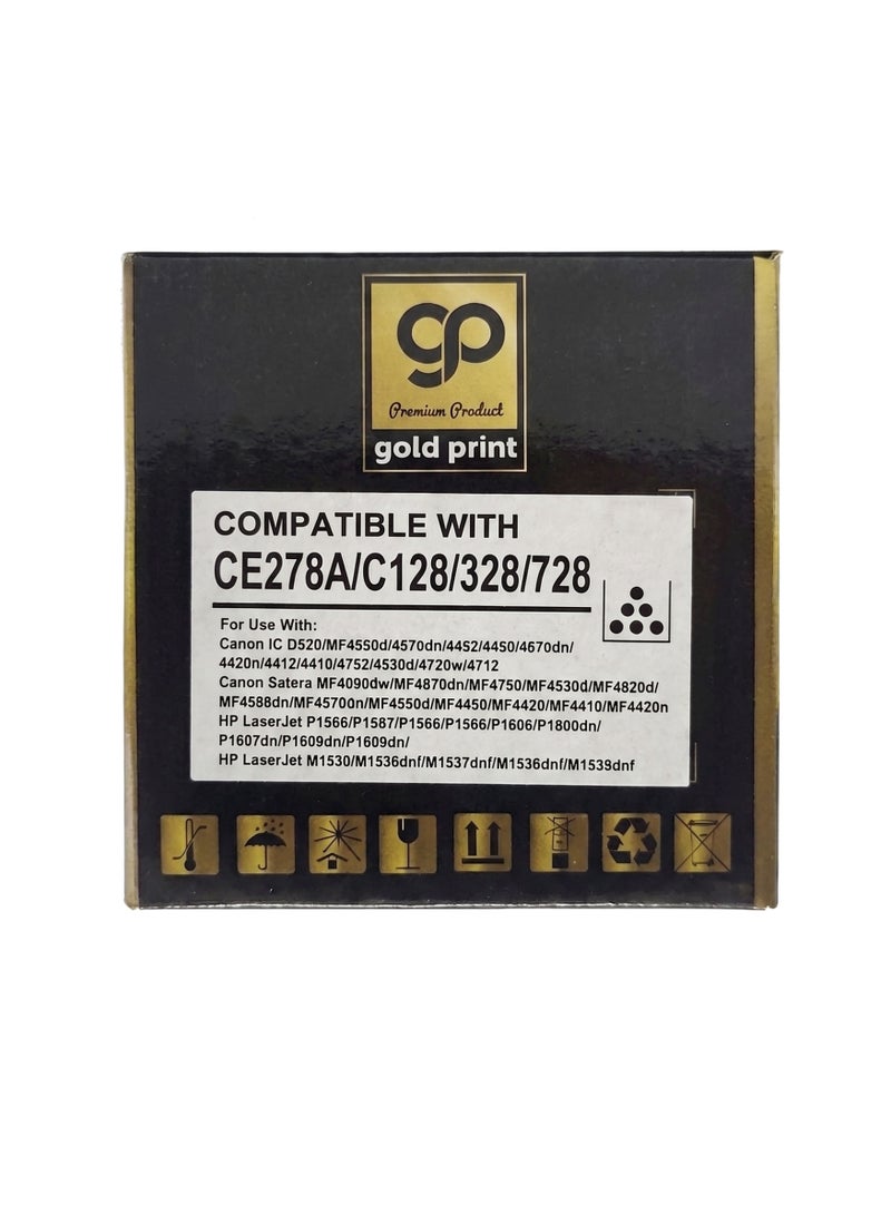 طباعة الذهب Gold Print Premium Toner Cartridge  Universal Model CE278A 78A C128 C328 C728  Compatible For Canon IC D520, MF4550dn, 4570dn, 4452, 4450, 4870dn, 4420n,4412, 4410, 4752, 4830d, 4720w, 4712, Canon Satera MF4890dw, MF4870dn, MF4750, MF4830d, MF4820d, MF4580dn, MF4570dn, MF4550d, MF4450, MF4430, MF4410, MF4420n, HP LaserJet 1566, P1567, P1568, P1569, P1606, P1606dn, P1607dn, P1608dn, P1609dn, HP LaserJet M1530, M1536dnf, M1537dnf, M1538dnf, M1539dnf - Image 4