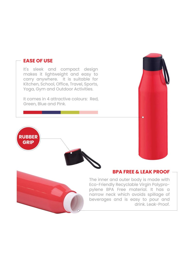 SELVEL زجاجة مياه بلاستيكية بولت حمراء، Pwb001، 500مل - Image 3