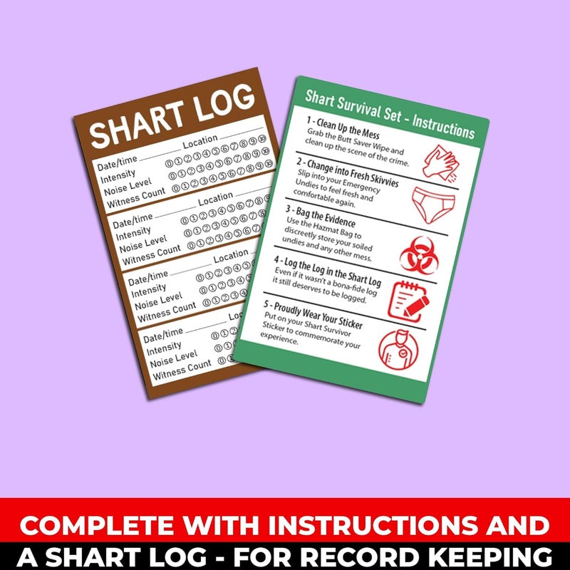 Pelto Shart Survival Set - Funny Gag Gift 2025 Boyfriend Gifts Includes Disposable Underwear, Hazmat Bag, Wet Wipe and More! Unique Stocking Suffers for Men Birthday Husband Teens Potty Humor Prank Him Fart - Image 3