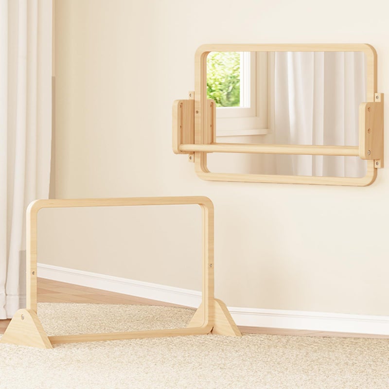 Woodtoe 3in1 Montessori Mirror with Bar Adjustable Toddler Mirror Pull Up Bar Montessori Learning Toy for Baby 618 Months Nursery Mirrors Natural Wood Furniture for Daycare Kids Classroom - Image 2