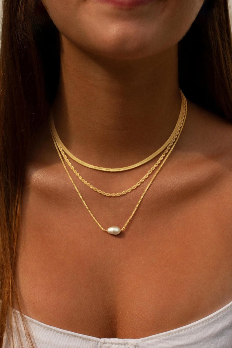 BERISO 14K Gold Plated Layered Necklace for Women, 3 Layer Dainty Gold Necklace with Minimalist Pendant, Elegant Everyday Gold Jewelry Gift - Image 2